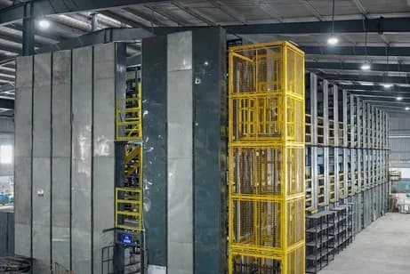 Packed stock in warehouse racking before loading